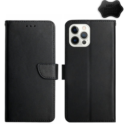 For iPhone 15 Pro Genuine Leather Fingerprint-proof Flip Phone Case(Black) - iPhone 15 Pro Cases by buy2fix | Online Shopping UK | buy2fix