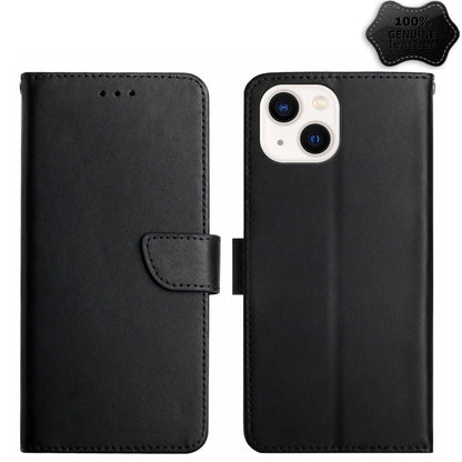 For iPhone 15 Genuine Leather Fingerprint-proof Flip Phone Case(Black) - iPhone 15 Cases by buy2fix | Online Shopping UK | buy2fix