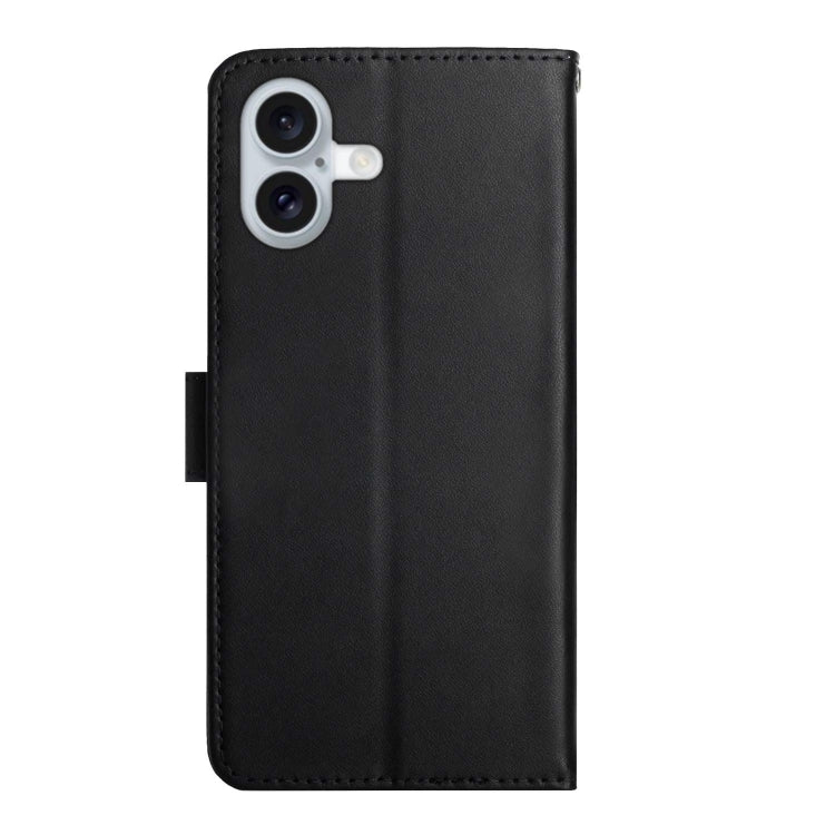 For iPhone 16 Plus Genuine Leather Fingerprint-proof Flip Phone Case(Black) by buy2fix
