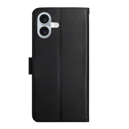 For iPhone 16 Plus Genuine Leather Fingerprint-proof Flip Phone Case(Black) by buy2fix