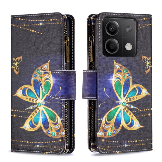 For Xiaomi Redmi Note 13 4G Global Colored Drawing Pattern Zipper Leather Phone Case(Big Butterfly) - Xiaomi Cases by buy2fix | Online Shopping UK | buy2fix