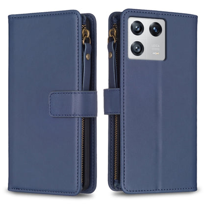 For Xiaomi 13 9 Card Slots Zipper Wallet Leather Flip Phone Case(Blue) - Xiaomi Cases by buy2fix | Online Shopping UK | buy2fix