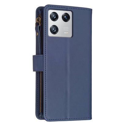 For Xiaomi 13 9 Card Slots Zipper Wallet Leather Flip Phone Case(Blue) - Xiaomi Cases by buy2fix | Online Shopping UK | buy2fix