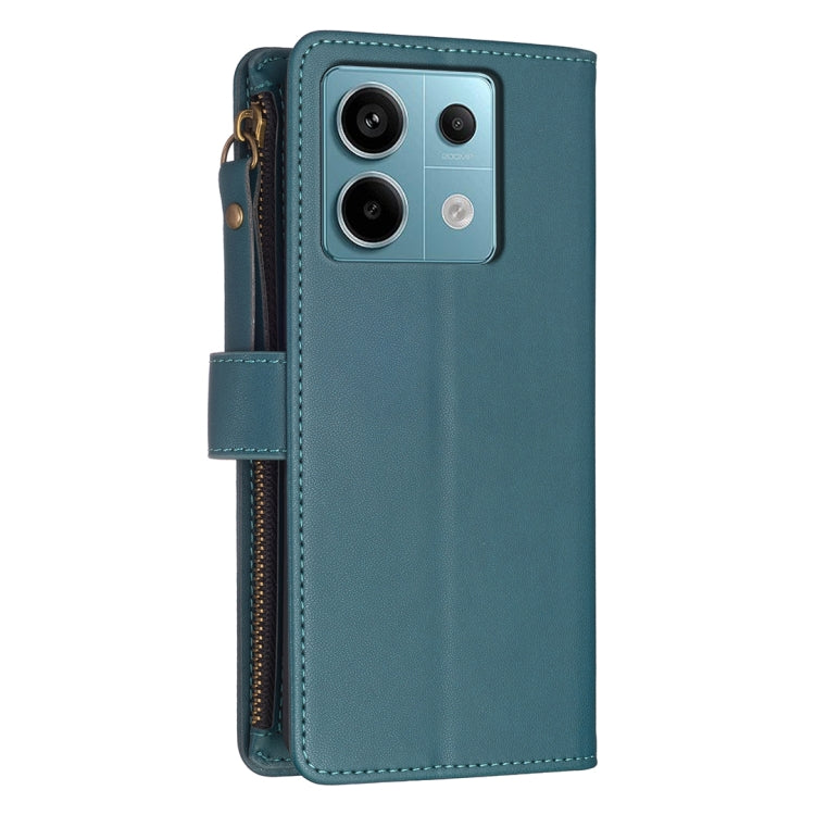 For Xiaomi Redmi Note 13 Pro 4G Global 9 Card Slots Zipper Wallet Leather Flip Phone Case(Green) - Xiaomi Cases by buy2fix | Online Shopping UK | buy2fix