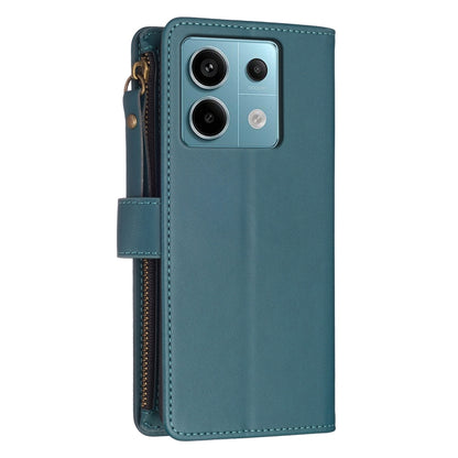 For Xiaomi Redmi Note 13 Pro 4G Global 9 Card Slots Zipper Wallet Leather Flip Phone Case(Green) - Xiaomi Cases by buy2fix | Online Shopping UK | buy2fix
