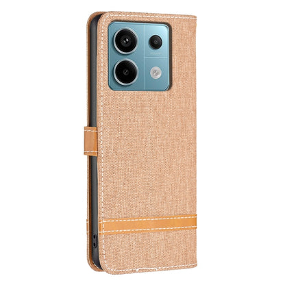 For Xiaomi Redmi Note 13 Pro 4G Global Color Block Denim Texture Leather Phone Case(Brown) - Xiaomi Cases by buy2fix | Online Shopping UK | buy2fix
