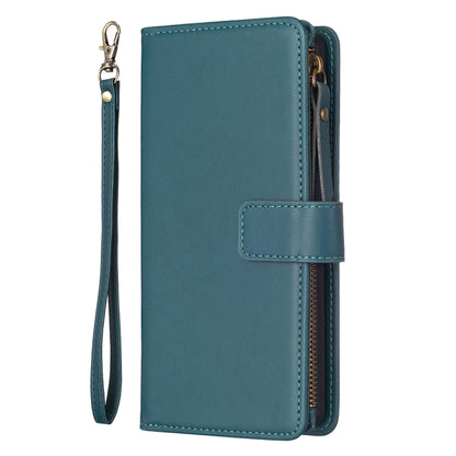 For OPPO Find X6 Pro 9 Card Slots Zipper Wallet Leather Flip Phone Case(Green) by buy2fix