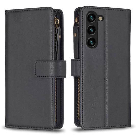 For Samsung Galaxy S23+ 5G 9 Card Slots Zipper Wallet Leather Flip Phone Case(Black) - Galaxy S23+ 5G Cases by buy2fix | Online Shopping UK | buy2fix
