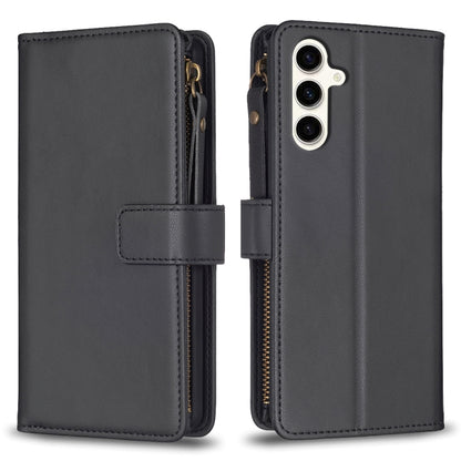 For Samsung Galaxy S23 FE 5G 9 Card Slots Zipper Wallet Leather Flip Phone Case(Black) by buy2fix