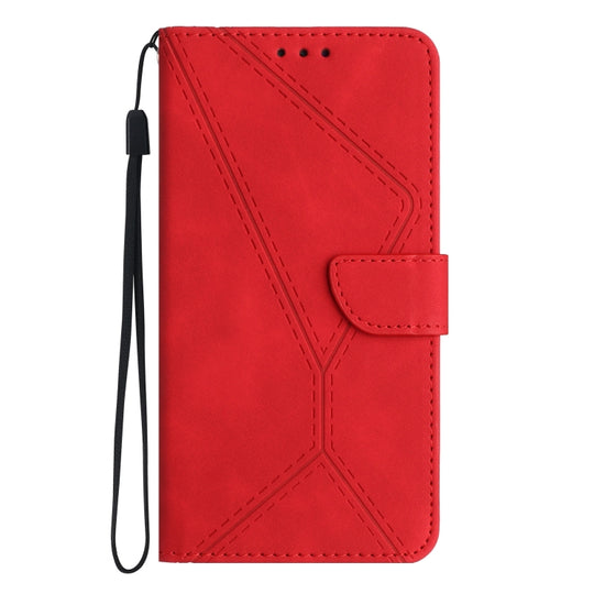 For iPhone 15 Pro Stitching Embossed Leather Phone Case(Red)