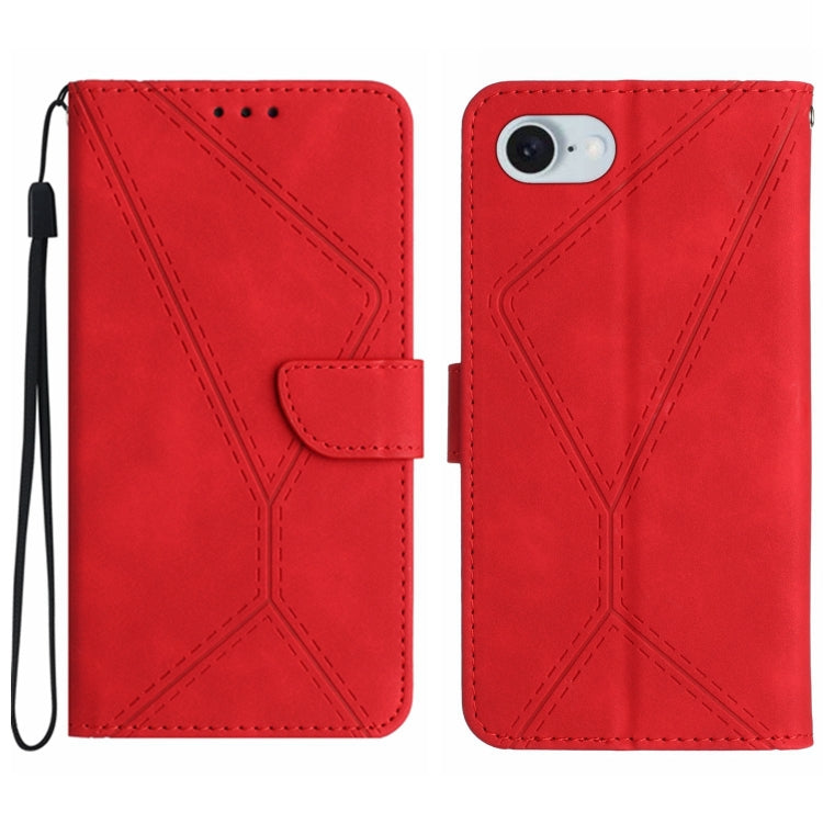 For iPhone 16e Stitching Embossed Leather Phone Case(Red) by buy2fix