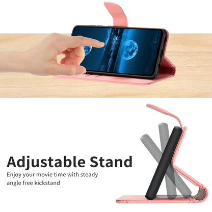 For iPhone 16e Stitching Embossed Leather Phone Case(Pink) by buy2fix