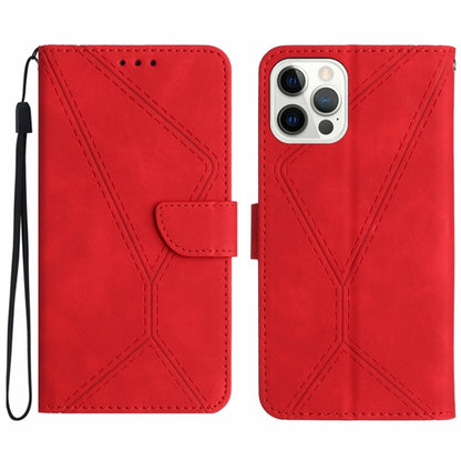 For iPhone 16 Pro Max Stitching Embossed Leather Phone Case(Red) by buy2fix