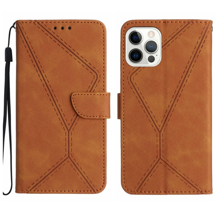 For iPhone 16 Pro Max Stitching Embossed Leather Phone Case(Brown) by buy2fix