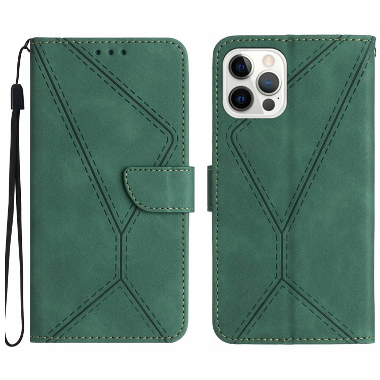 For iPhone 16 Pro Max Stitching Embossed Leather Phone Case(Green) by buy2fix