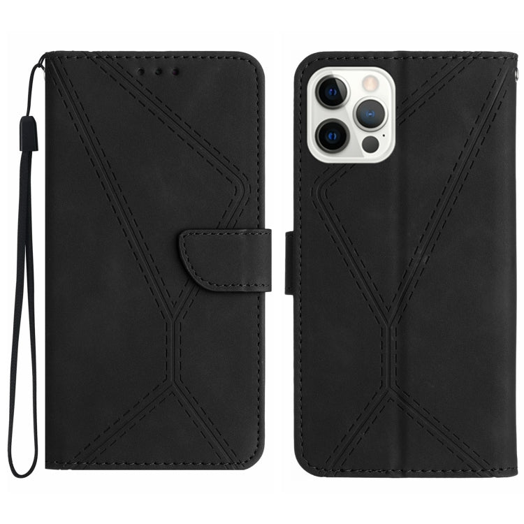 For iPhone 16 Pro Max Stitching Embossed Leather Phone Case(Black) by buy2fix
