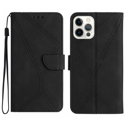 For iPhone 16 Pro Max Stitching Embossed Leather Phone Case(Black) by buy2fix