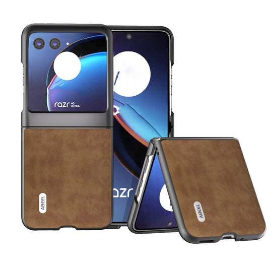 For Motorola Razr 40 Ultra ABEEL Retro Litchi Texture PU Phone Case(Brown)