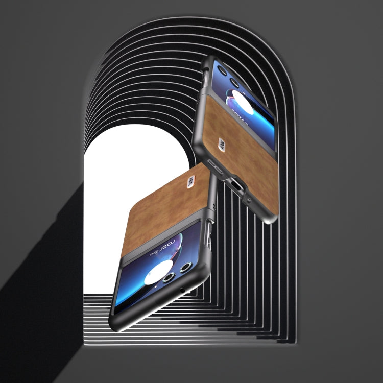 For Motorola Razr 40 Ultra ABEEL Retro Litchi Texture PU Phone Case(Brown) by buy2fix