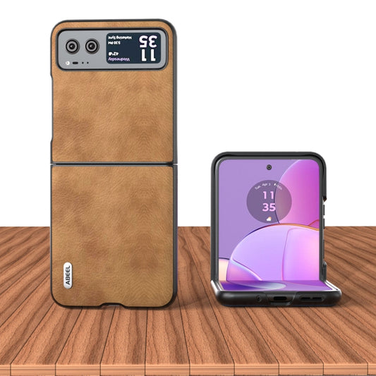 For Motorola Razr 40 ABEEL Retro Litchi Texture PU Phone Case(Brown) - Motorola Cases by buy2fix | Online Shopping UK | buy2fix