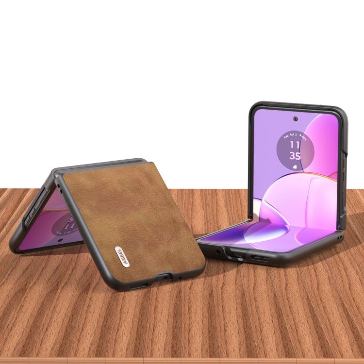 For Motorola Razr 40 ABEEL Retro Litchi Texture PU Phone Case(Brown) - Motorola Cases by buy2fix | Online Shopping UK | buy2fix
