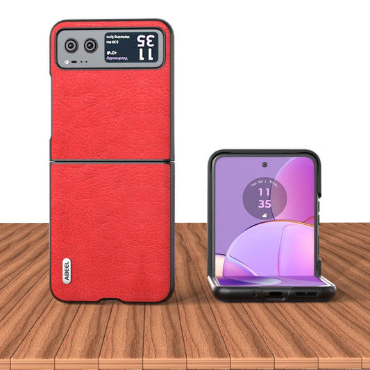 For Motorola Razr 40 ABEEL Retro Litchi Texture PU Phone Case(Red) - Motorola Cases by buy2fix | Online Shopping UK | buy2fix