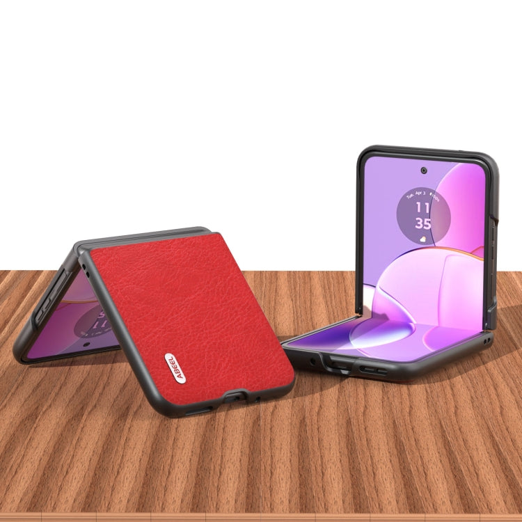 For Motorola Razr 40 ABEEL Retro Litchi Texture PU Phone Case(Red) - Motorola Cases by buy2fix | Online Shopping UK | buy2fix