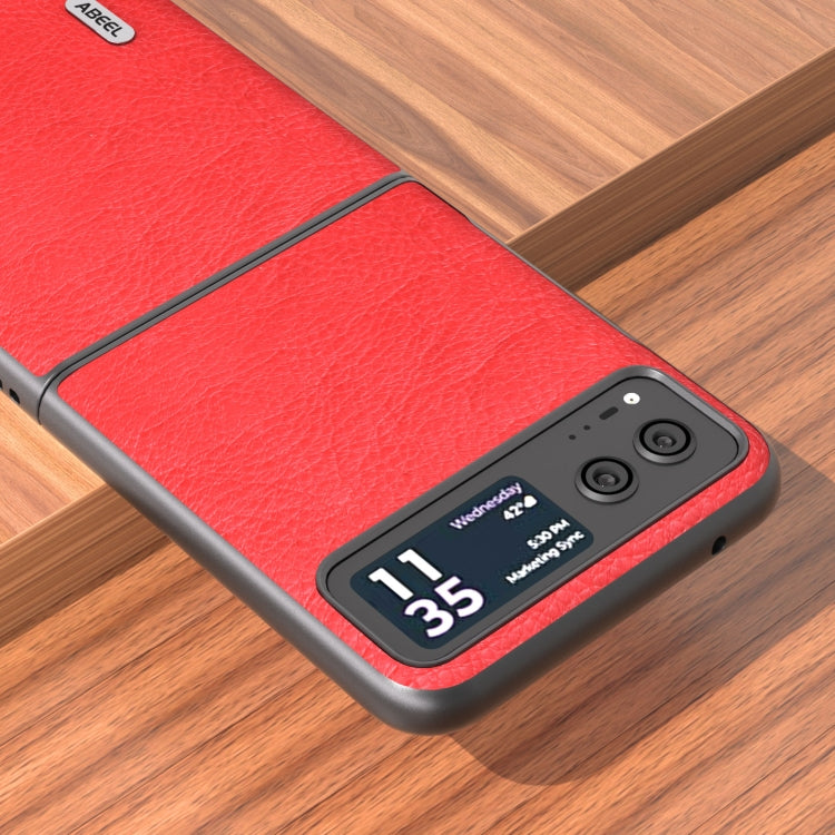 For Motorola Razr 40 ABEEL Retro Litchi Texture PU Phone Case(Red) - Motorola Cases by buy2fix | Online Shopping UK | buy2fix