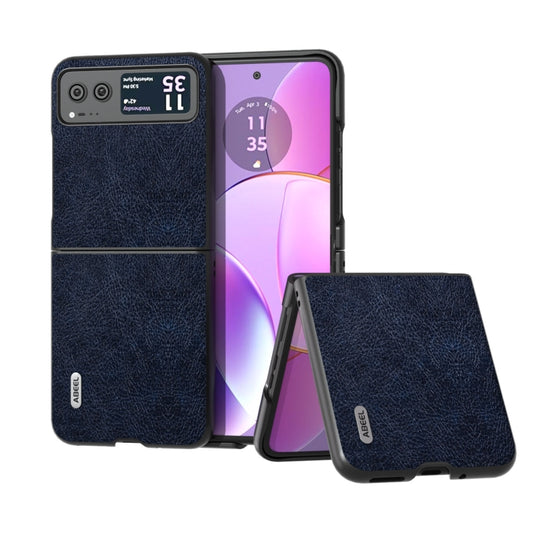 For Motorola Razr 40 ABEEL Retro Litchi Texture PU Phone Case(Blue) - Motorola Cases by buy2fix | Online Shopping UK | buy2fix