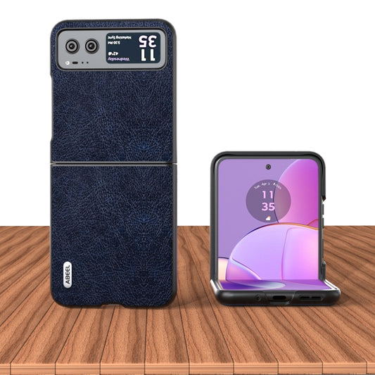 For Motorola Razr 40 ABEEL Retro Litchi Texture PU Phone Case(Blue) - Motorola Cases by buy2fix | Online Shopping UK | buy2fix