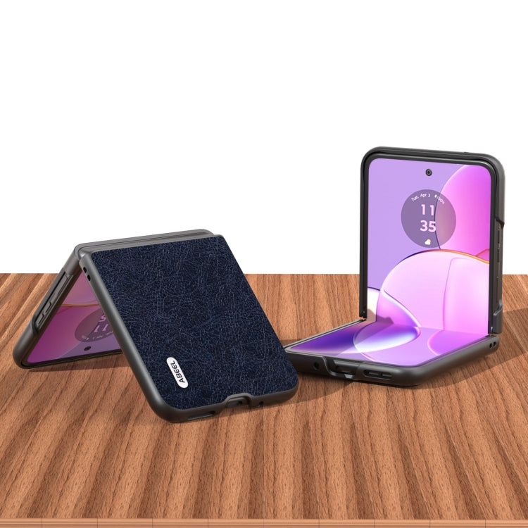 For Motorola Razr 40 ABEEL Retro Litchi Texture PU Phone Case(Blue) - Motorola Cases by buy2fix | Online Shopping UK | buy2fix