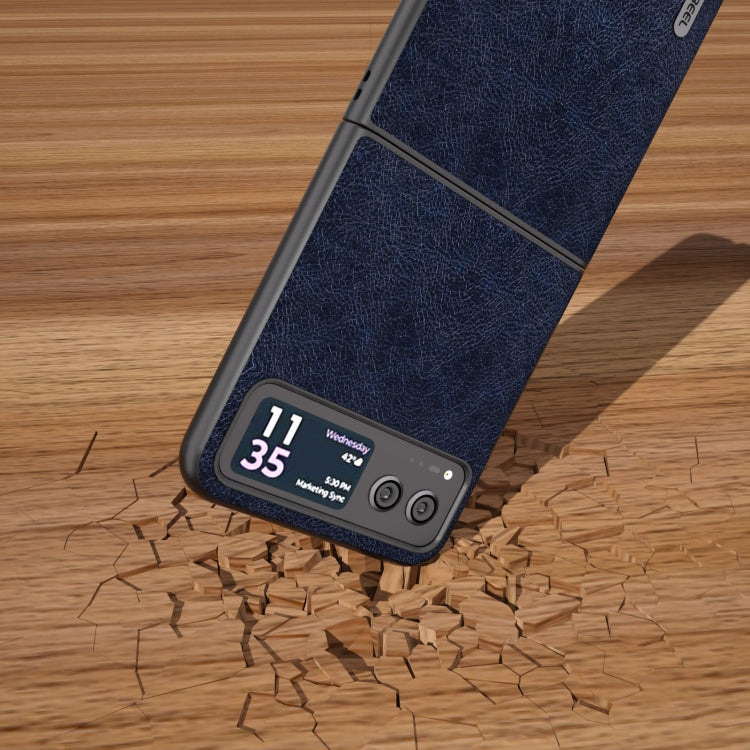 For Motorola Razr 40 ABEEL Retro Litchi Texture PU Phone Case(Blue) - Motorola Cases by buy2fix | Online Shopping UK | buy2fix