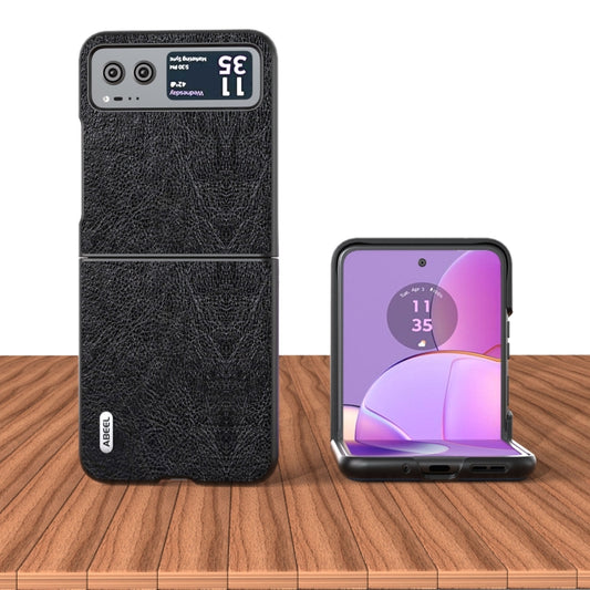 For Motorola Razr 40 ABEEL Retro Litchi Texture PU Phone Case(Black) - Motorola Cases by buy2fix | Online Shopping UK | buy2fix