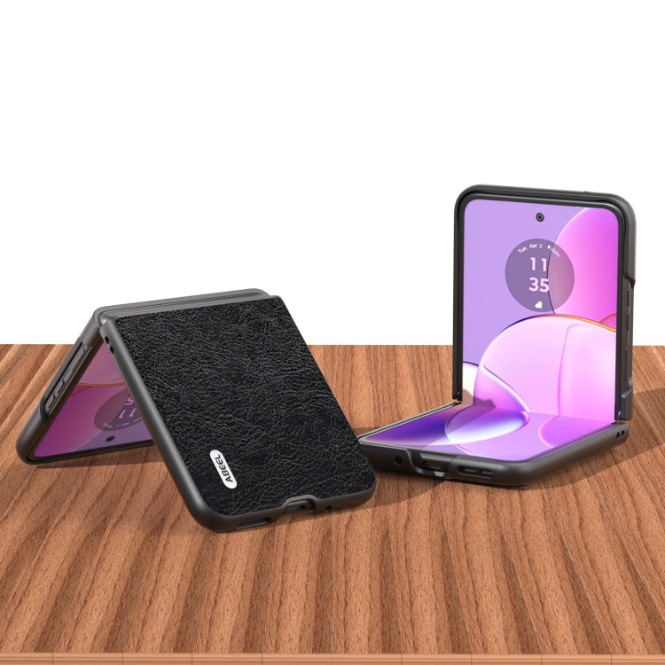 For Motorola Razr 40 ABEEL Retro Litchi Texture PU Phone Case(Black) - Motorola Cases by buy2fix | Online Shopping UK | buy2fix