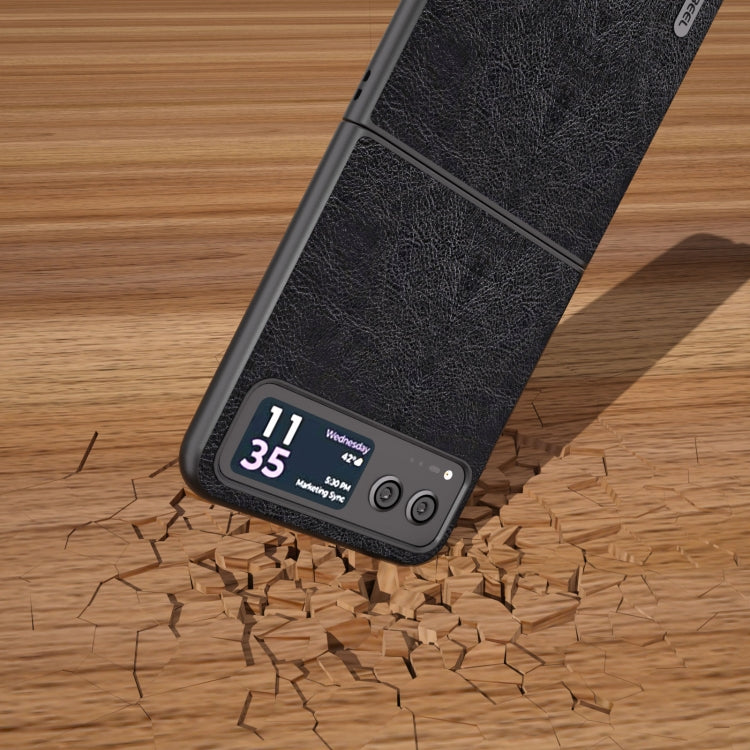 For Motorola Razr 40 ABEEL Retro Litchi Texture PU Phone Case(Black) - Motorola Cases by buy2fix | Online Shopping UK | buy2fix