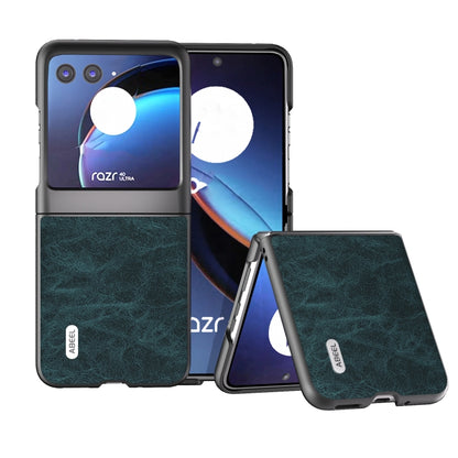 For Motorola Razr 40 Ultra ABEEL Dream Litchi Texture PU Phone Case(Blue) - Motorola Cases by buy2fix | Online Shopping UK | buy2fix