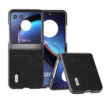 For Motorola Razr 40 Ultra ABEEL Dream Litchi Texture PU Phone Case(Black) - Motorola Cases by buy2fix | Online Shopping UK | buy2fix