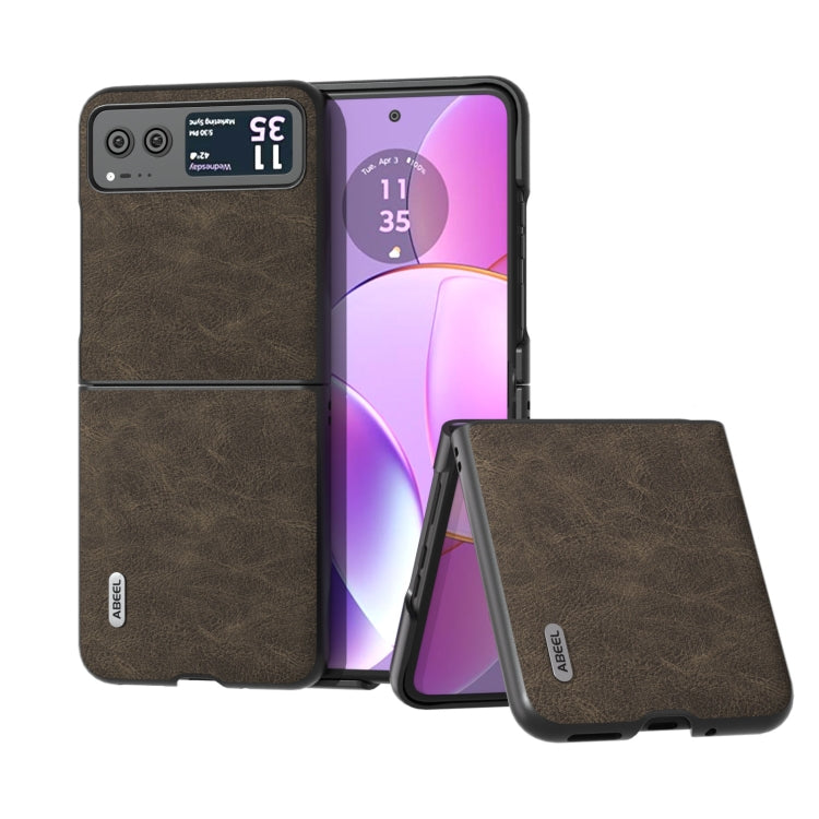For Motorola Razr 40 ABEEL Dream Litchi Texture PU Phone Case(Khaki) - Motorola Cases by buy2fix | Online Shopping UK | buy2fix
