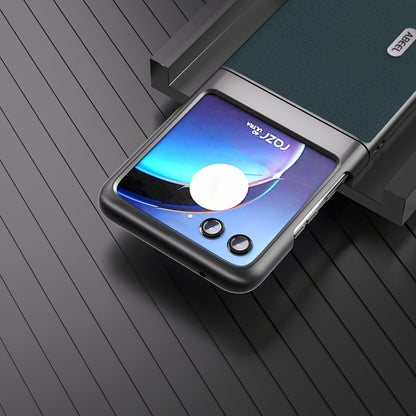 For Motorola Razr 40 Ultra ABEEL Genuine Leather Luolai Series Phone Case(Dark Green) by buy2fix