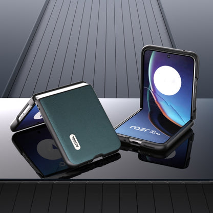 For Motorola Razr 40 Ultra ABEEL Genuine Leather Luolai Series Phone Case(Dark Green) by buy2fix