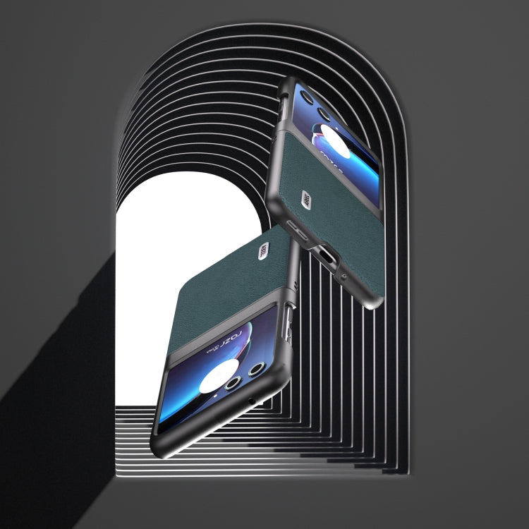 For Motorola Razr 40 Ultra ABEEL Genuine Leather Luolai Series Phone Case(Dark Green) by buy2fix