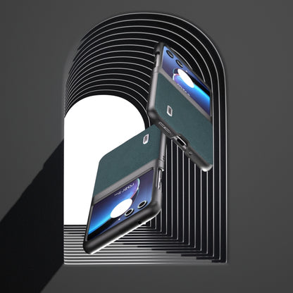 For Motorola Razr 40 Ultra ABEEL Genuine Leather Luolai Series Phone Case(Dark Green) by buy2fix