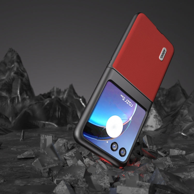 For Motorola Razr 40 Ultra ABEEL Genuine Leather Luolai Series Phone Case(Red) by buy2fix