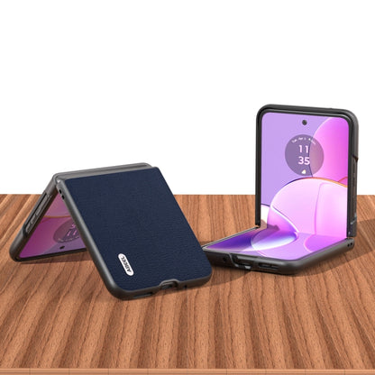 For Motorola Razr 40 ABEEL Genuine Leather Luolai Series Phone Case(Dark Blue) by buy2fix