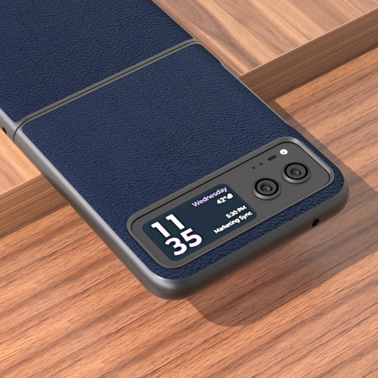 For Motorola Razr 40 ABEEL Genuine Leather Luolai Series Phone Case(Dark Blue) by buy2fix
