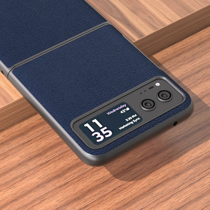 For Motorola Razr 40 ABEEL Genuine Leather Luolai Series Phone Case(Dark Blue) by buy2fix