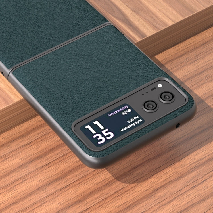 For Motorola Razr 40 ABEEL Genuine Leather Luolai Series Phone Case(Dark Green) by buy2fix