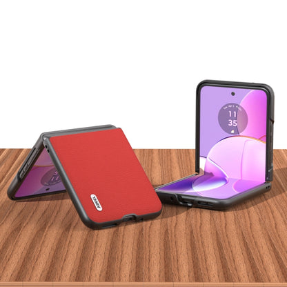 For Motorola Razr 40 ABEEL Genuine Leather Luolai Series Phone Case(Red) by buy2fix