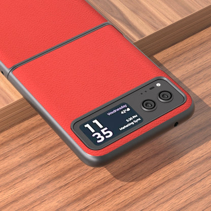 For Motorola Razr 40 ABEEL Genuine Leather Luolai Series Phone Case(Red) by buy2fix