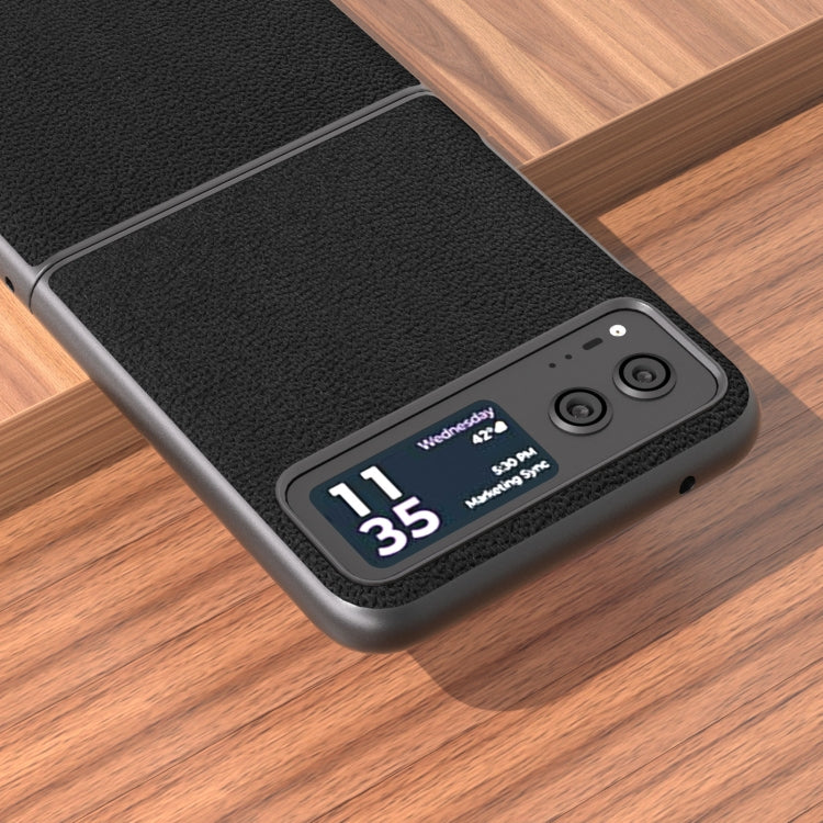 For Motorola Razr 40 ABEEL Genuine Leather Luolai Series Phone Case(Black) by buy2fix